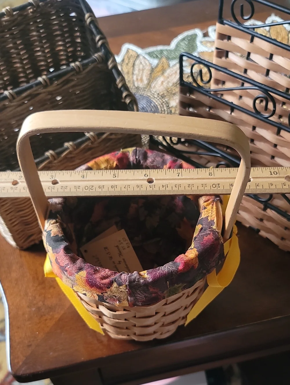 Wicker & Metal Letter/Pen Holder & File Holder & a Hand Woven Basket w/liner.